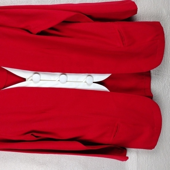 Tina Barrie Vintage Red V-Neck Button Front Long Sleeve Classic Length Blazer - Picture 3 of 12